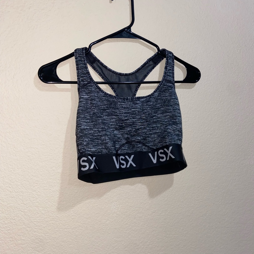 VSX grey sports bra racerback sleeveless super cute crop top fitness active wear - Picture 3 of 9